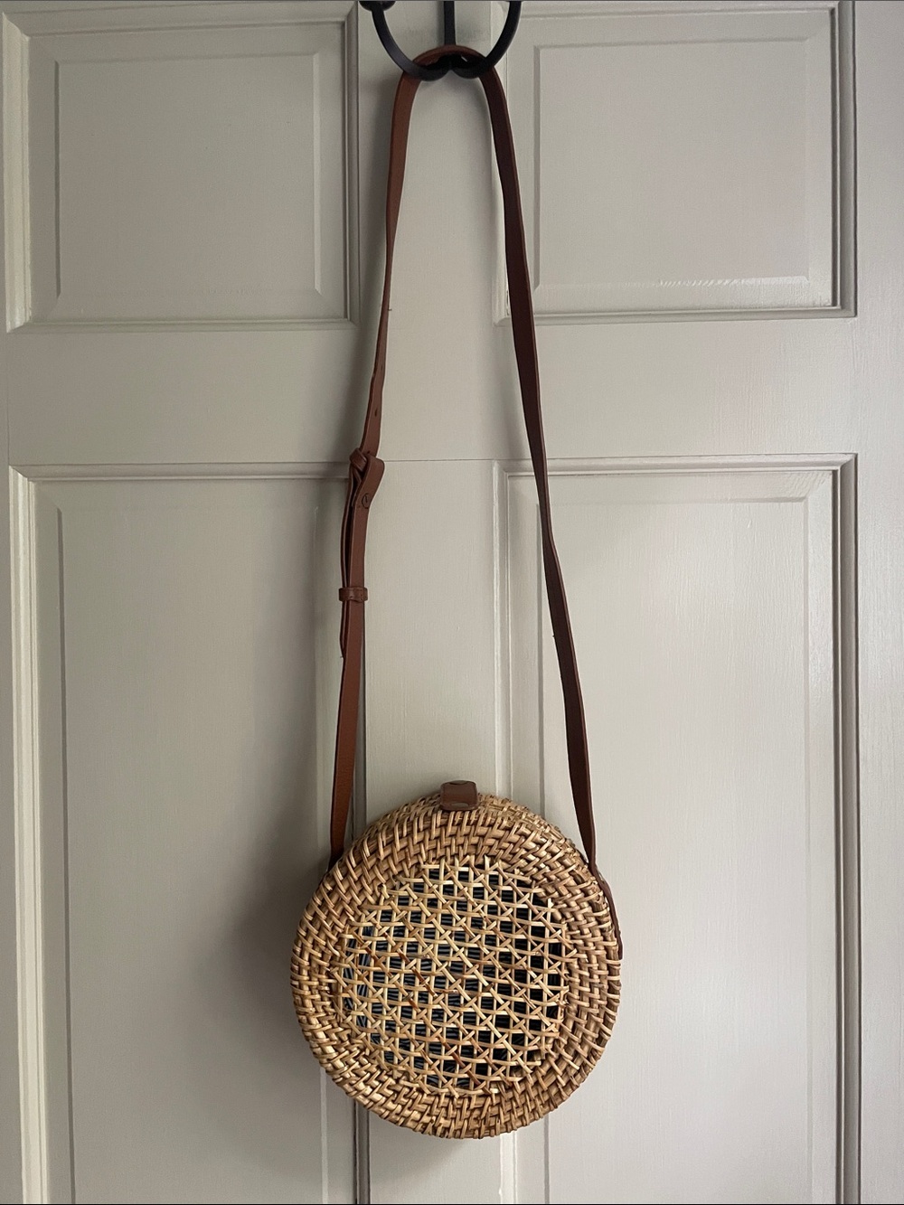 J. Crew Round Rattan Crossbody Bag - like new!